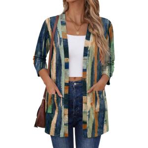 Zeagoo Women’s Casual Lightweight Cardigan 3/4 Sleeve Open Front Loose Thin Cardigans with Pockets(Cx289)