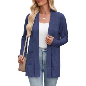 Zeagoo Women’s Lightweight Cardigan Open Front Long Sleeve Casual Loose Thin Cardigans with Pockets 2026(Navy Blue)