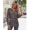 Zeagoo Long Sleeve Shirts for Women Casual V Neck Fall Tops Dressy Summer Work Blouses Clothes(Floral Black2)