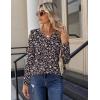 Zeagoo Long Sleeve Shirts for Women Casual V Neck Fall Tops Dressy Summer Work Blouses Clothes(Floral Black2)