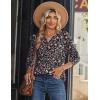 Zeagoo Long Sleeve Shirts for Women Casual V Neck Fall Tops Dressy Summer Work Blouses Clothes(Floral Black2)