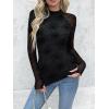 Zeagoo Long Sleeve Shirts for Women Floral Mesh Sheer Top Mock Neck Double Lined Fitted Going Out Blouses(Ws13)