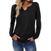Zeagoo Long Sleeve Shirts for Women Spring V Neck Tops Casual Dressy Blouse Boho Tunic Business Work Clothes School Outfit(Black)