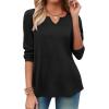 Zeagoo Long Sleeve Shirts for Women Spring V Neck Tops Casual Dressy Blouse Boho Tunic Business Work Clothes School Outfit(Black)