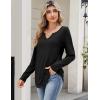 Zeagoo Long Sleeve Shirts for Women Spring V Neck Tops Casual Dressy Blouse Boho Tunic Business Work Clothes School Outfit(Black)