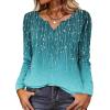 Zeagoo Long Sleeve Shirts for Women Spring V Neck Tops Casual Dressy Blouse Boho Tunic Business Work Clothes School Outfit(Blue Green Boho)