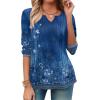 Zeagoo Long Sleeve Shirts for Women Spring V Neck Tops Casual Dressy Blouse Boho Tunic Business Work Clothes School Outfit(Floral Blue Boho)