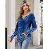 Zeagoo Long Sleeve Shirts for Women Spring V Neck Tops Casual Dressy Blouse Boho Tunic Business Work Clothes School Outfit(Floral Blue Boho)