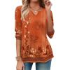 Zeagoo Long Sleeve Shirts for Women Spring V Neck Tops Casual Dressy Blouse Boho Tunic Business Work Clothes School Outfit(Floral Orange Boho)