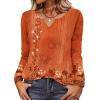 Zeagoo Long Sleeve Shirts for Women Spring V Neck Tops Casual Dressy Blouse Boho Tunic Business Work Clothes School Outfit(Floral Orange Boho)
