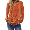 Zeagoo Long Sleeve Shirts for Women Spring V Neck Tops Casual Dressy Blouse Boho Tunic Business Work Clothes School Outfit(Floral Orange Boho)