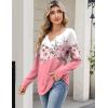 Zeagoo Long Sleeve Shirts for Women Spring V Neck Tops Casual Dressy Blouse Boho Tunic Business Work Clothes School Outfit(Floral Pink)