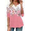 Zeagoo Long Sleeve Shirts for Women Spring V Neck Tops Casual Dressy Blouse Boho Tunic Business Work Clothes School Outfit(Floral Pink)