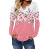 Zeagoo Long Sleeve Shirts for Women Spring V Neck Tops Casual Dressy Blouse Boho Tunic Business Work Clothes School Outfit(Floral Pink)