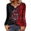 Zeagoo Long Sleeve Shirts for Women Spring V Neck Tops Casual Dressy Blouse Boho Tunic Business Work Clothes School Outfit(Floral Red Black)