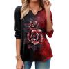 Zeagoo Long Sleeve Shirts for Women Spring V Neck Tops Casual Dressy Blouse Boho Tunic Business Work Clothes School Outfit(Floral Red Black)
