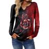 Zeagoo Long Sleeve Shirts for Women Spring V Neck Tops Casual Dressy Blouse Boho Tunic Business Work Clothes School Outfit(Floral Red Black)