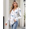 Zeagoo Long Sleeve Shirts for Women Spring V Neck Tops Casual Dressy Blouse Boho Tunic Business Work Clothes School Outfit(Floral White Boho)