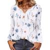 Zeagoo Long Sleeve Shirts for Women Spring V Neck Tops Casual Dressy Blouse Boho Tunic Business Work Clothes School Outfit(Floral White Boho)