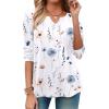 Zeagoo Long Sleeve Shirts for Women Spring V Neck Tops Casual Dressy Blouse Boho Tunic Business Work Clothes School Outfit(Floral White Boho)