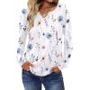 Zeagoo Long Sleeve Shirts for Women Spring V Neck Tops Casual Dressy Blouse Boho Tunic Business Work Clothes School Outfit(Floral White Boho)