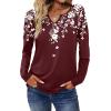 Zeagoo Long Sleeve Shirts for Women Spring V Neck Tops Casual Dressy Blouse Boho Tunic Business Work Clothes School Outfit(Floral Wine)