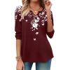 Zeagoo Long Sleeve Shirts for Women Spring V Neck Tops Casual Dressy Blouse Boho Tunic Business Work Clothes School Outfit(Floral Wine)