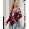 Zeagoo Long Sleeve Shirts for Women Spring V Neck Tops Casual Dressy Blouse Boho Tunic Business Work Clothes School Outfit(Floral Wine)