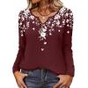 Zeagoo Long Sleeve Shirts for Women Spring V Neck Tops Casual Dressy Blouse Boho Tunic Business Work Clothes School Outfit(Floral Wine)