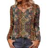 Zeagoo Long Sleeve Shirts for Women Spring V Neck Tops Casual Dressy Blouse Boho Tunic Business Work Clothes School Outfit(Mz721 Boho)