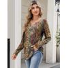 Zeagoo Long Sleeve Shirts for Women Spring V Neck Tops Casual Dressy Blouse Boho Tunic Business Work Clothes School Outfit(Mz721 Boho)