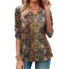 Zeagoo Long Sleeve Shirts for Women Spring V Neck Tops Casual Dressy Blouse Boho Tunic Business Work Clothes School Outfit(Mz721 Boho)