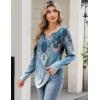 Zeagoo Long Sleeve Shirts for Women Spring V Neck Tops Casual Dressy Blouse Boho Tunic Business Work Clothes School Outfit(Mz837 Boho)