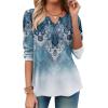 Zeagoo Long Sleeve Shirts for Women Spring V Neck Tops Casual Dressy Blouse Boho Tunic Business Work Clothes School Outfit(Mz837 Boho)