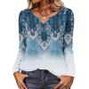 Zeagoo Long Sleeve Shirts for Women Spring V Neck Tops Casual Dressy Blouse Boho Tunic Business Work Clothes School Outfit(Mz837 Boho)