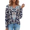 Zeagoo Long Sleeve Shirts for Women Spring V Neck Tops Casual Dressy Blouse Boho Tunic Business Work Clothes School Outfit(Mz873 Boho)