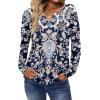 Zeagoo Long Sleeve Shirts for Women Spring V Neck Tops Casual Dressy Blouse Boho Tunic Business Work Clothes School Outfit(Mz873 Boho)