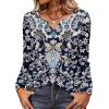 Zeagoo Long Sleeve Shirts for Women Spring V Neck Tops Casual Dressy Blouse Boho Tunic Business Work Clothes School Outfit(Mz873 Boho)