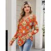 Zeagoo Long Sleeve Shirts for Women Spring V Neck Tops Casual Dressy Blouse Boho Tunic Business Work Clothes School Outfit(Mz916 Orange)