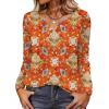 Zeagoo Long Sleeve Shirts for Women Spring V Neck Tops Casual Dressy Blouse Boho Tunic Business Work Clothes School Outfit(Mz916 Orange)