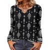 Zeagoo Long Sleeve Shirts for Women Spring V Neck Tops Casual Dressy Blouse Boho Tunic Business Work Clothes School Outfit(Mz922 Black)