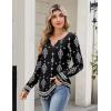 Zeagoo Long Sleeve Shirts for Women Spring V Neck Tops Casual Dressy Blouse Boho Tunic Business Work Clothes School Outfit(Mz922 Black)