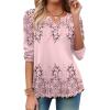 Zeagoo Long Sleeve Shirts for Women Spring V Neck Tops Casual Dressy Blouse Boho Tunic Business Work Clothes School Outfit(Pink Floral)
