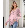 Zeagoo Long Sleeve Shirts for Women Spring V Neck Tops Casual Dressy Blouse Boho Tunic Business Work Clothes School Outfit(Pink Floral)