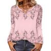 Zeagoo Long Sleeve Shirts for Women Spring V Neck Tops Casual Dressy Blouse Boho Tunic Business Work Clothes School Outfit(Pink Floral)