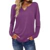 Zeagoo Long Sleeve Shirts for Women Spring V Neck Tops Casual Dressy Blouse Boho Tunic Business Work Clothes School Outfit(Purple)