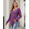 Zeagoo Long Sleeve Shirts for Women Spring V Neck Tops Casual Dressy Blouse Boho Tunic Business Work Clothes School Outfit(Purple)