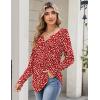 Zeagoo Long Sleeve Shirts for Women Spring V Neck Tops Casual Dressy Blouse Boho Tunic Business Work Clothes School Outfit(Red Jh590 Polka Dot)