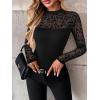 Zeagoo Long Sleeve Shirts for Women’s Lace Tops Mesh Sheer Crew Neck Shirts Sexy Spring Going Out Blouse(Black Leopard-pat3)