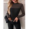 Zeagoo Long Sleeve Shirts for Women’s Lace Tops Mesh Sheer Crew Neck Shirts Sexy Spring Going Out Blouse(Black-pat1)